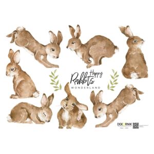 Sada 7 nástěnných samolepek Dekornik Happy Rabbits Wonderland
