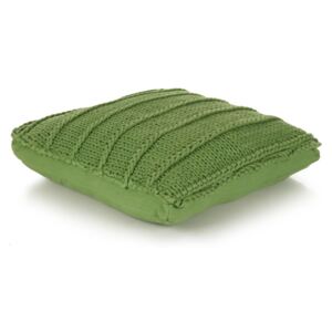 Čtvercový pletený bavlněný polštář na podlahu - zelený | 60x60 cm