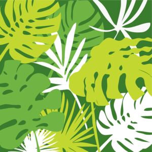 Zelené papírové ubrousky Tropical - 33*33 cm (20ks)