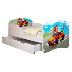 Dětská postel - Závodní auto + jméno 140x70 cm + šuplík