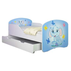 Dětská postel - Modrý sloník 140x70 cm + šuplík