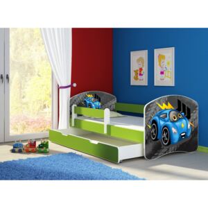 Dětská postel - Blue car 2 160x80 cm + šuplík zelená