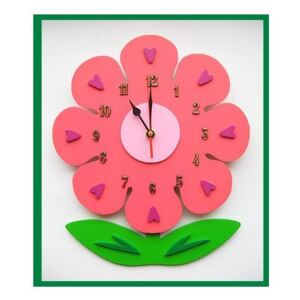 Dětské dřevěné hodiny Květina - růžová běžný mechanismus