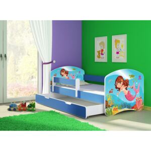 Dětská postel - Mořská víla 2 140x70 cm + šuplík modrá