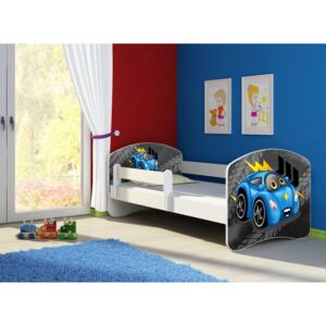 Dětská postel - Blue car 2 160x80 cm bílá