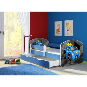 Dětská postel - Blue car 2 140x70 cm + šuplík modrá
