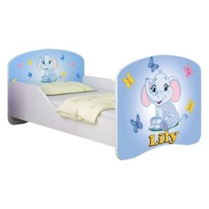 Dětská postel - Modrý sloník + jméno 180x80 cm