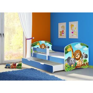 Dětská postel - Safari 2 140x70 cm + šuplík modrá