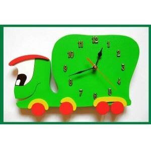 Dětské dřevěné hodiny Auto - Zelená běžný mechanismus