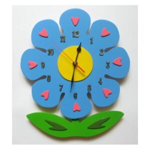 Dětské dřevěné hodiny Květina - modrá běžný mechanismus