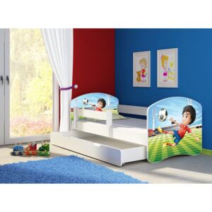 Dětská postel - Fotbalista 2 140x70 cm + šuplík bílá