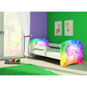 Dětská postel - Poník jednorožec duha 2 140x70 cm bílá