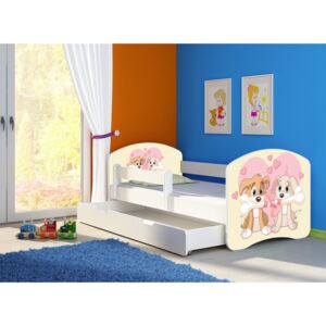 Dětská postel - Zamilovaní pejsci 2 160x80 cm bílá