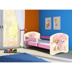 Dětská postel - Zamilovaní pejsci 2 160x80 cm růžová