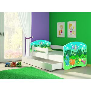 Dětská postel - Dinosaur 2 140x70 cm + šuplík bílá