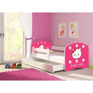 Dětská postel - Kitty 140x70 cm + šuplík bílá