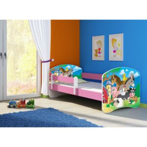 Dětská postel - Farma 2 140x70 cm růžová