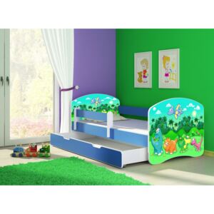Dětská postel - Dinosaur 2 140x70 cm + šuplík modrá