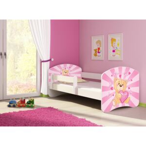 Dětská postel - Růžový Teddy medvídek 2 140x70 cm bílá