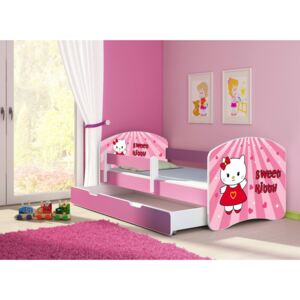 Dětská postel - Kitty 2 140x70 cm + šuplík růžová
