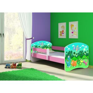 Dětská postel - Dinosaur 2 140x70 cm růžová