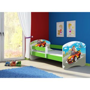 Dětská postel - Závodní auto 2 160x80 cm zelená