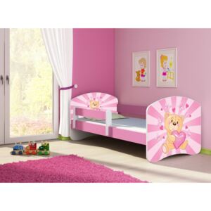Dětská postel - Růžový Teddy medvídek 2 160x80 cm růžová