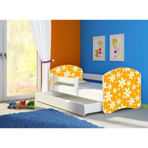 Dětská postel - Oranžová sedmikráska 2 160x80 cm + šuplík bílá