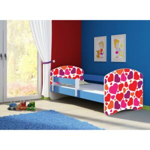 Dětská postel - Sladká srdíčka 2 140x70 cm modrá