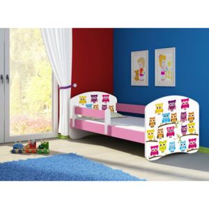 Dětská postel - Sovičky 2 140x70 cm růžová