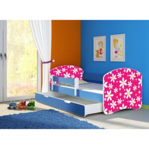 Dětská postel - Růžová sedmikráska 2 140x70 cm + šuplík modrá