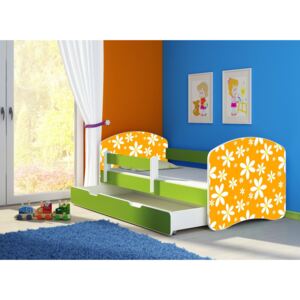 Dětská postel - Oranžová sedmikráska 2 140x70 cm + šuplík zelená