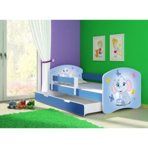 Dětská postel - Modrý sloník 2 140x70 cm + šuplík modrá