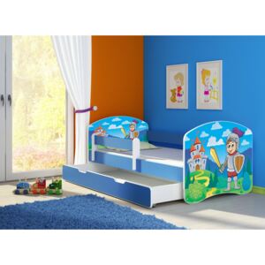 Dětská postel - Rytíř 2 140x70 cm + šuplík modrá