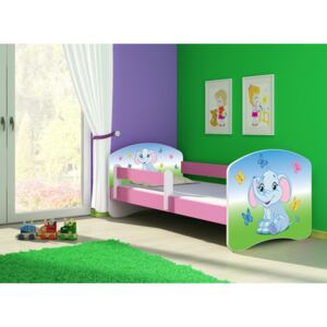 Dětská postel - Barevný sloník 2 140x70 cm růžová