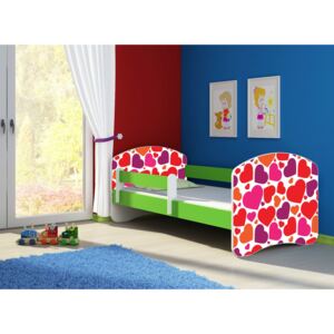 Dětská postel - Sladká srdíčka 2 140x70 cm zelená