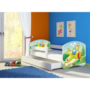 Dětská postel - Letadlo 2 140x70 cm + šuplík bílá