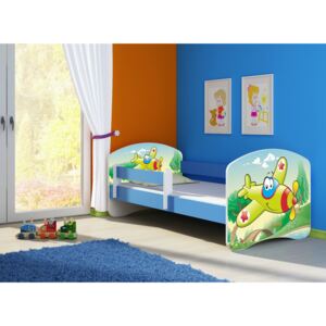 Dětská postel - Letadlo 2 160x80 cm modrá