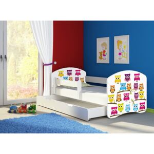 Dětská postel - Sovičky 2 140x70 cm + šuplík bílá