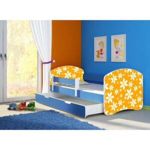 Dětská postel - Oranžová sedmikráska 2 160x80 cm + šuplík modrá