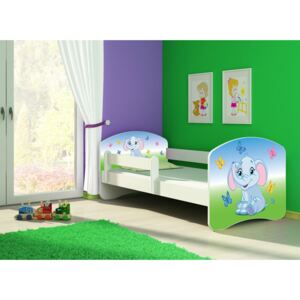 Dětská postel - Barevný sloník 2 140x70 cm bílá