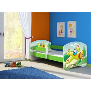 Dětská postel - Letadlo 2 140x70 cm zelená