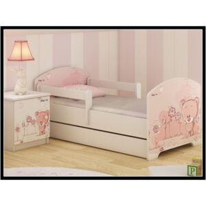 Dětská postel Růžový medvídek 140x70 cm