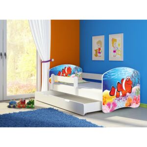 Dětská postel - Rybka 2 140x70 cm + šuplík bílá
