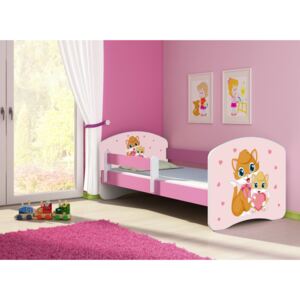 Dětská postel - Koťátka 2 140x70 cm růžová