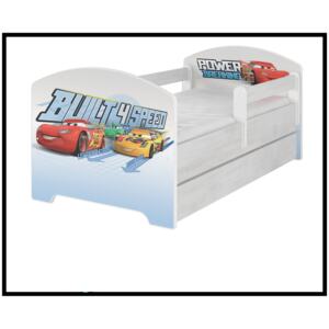Disney dětská postel Cars 2 - 140x70 cm - 2x krátká zábrana bez šuplíku