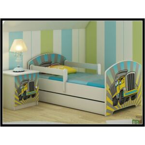 Dětská postel Náklaďák 140x70 cm - 2x krátká zábrana bez šuplíku