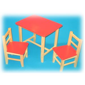 Dětský dřevěný stůl se židlemi - Červená