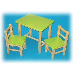 Dětský dřevěný stůl se židlemi - Zelená