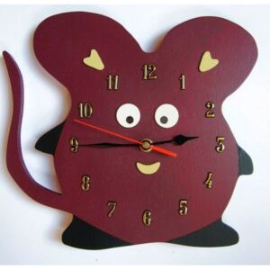 Dětské dřevěné hodiny Myš - Hnědá - běžný mechanismus